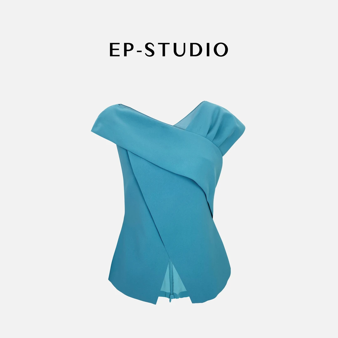 【百叶】原创设计不规则斜肩上衣2103