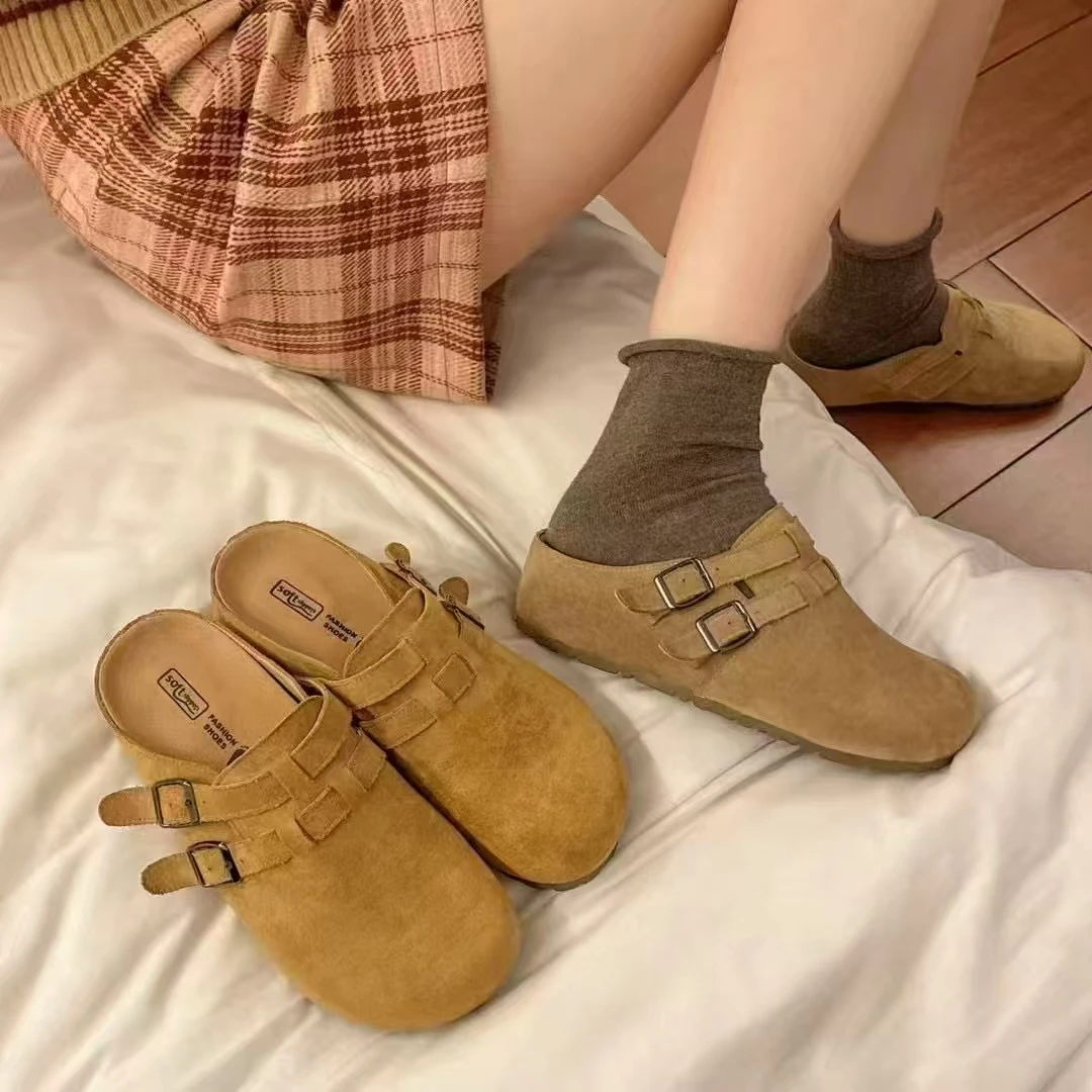 小敏家 清货~就几双 内增高勃肯拖鞋 复古外穿搭扣半拖鞋3661-3