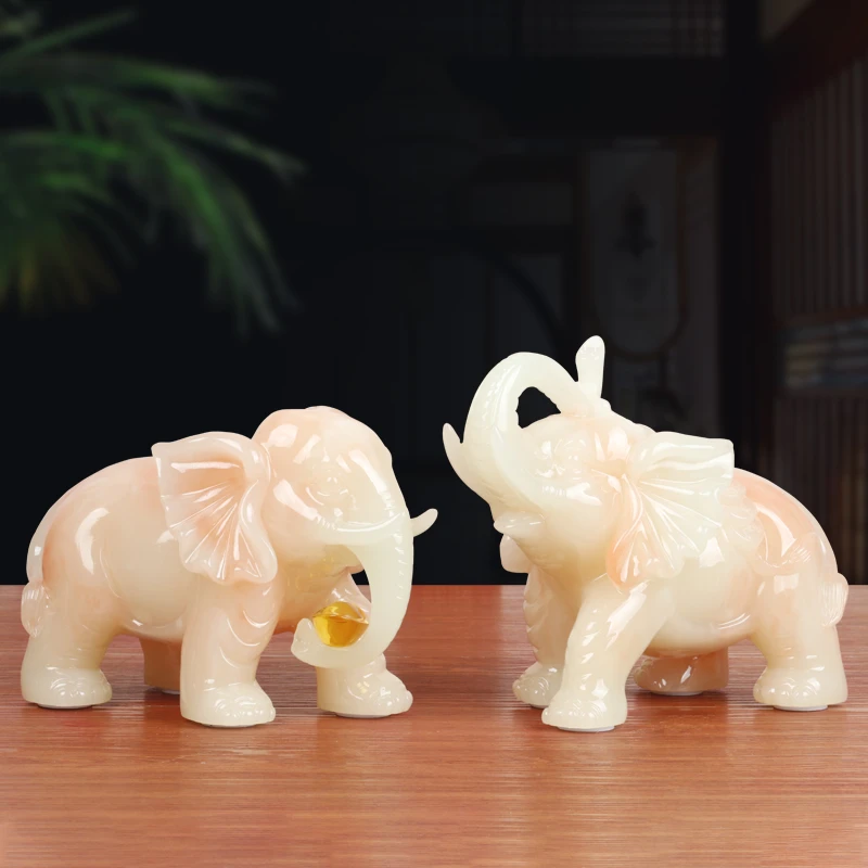 大象摆件一对家居客厅玄关入户酒柜电视柜装饰品搬家新居乔迁礼物