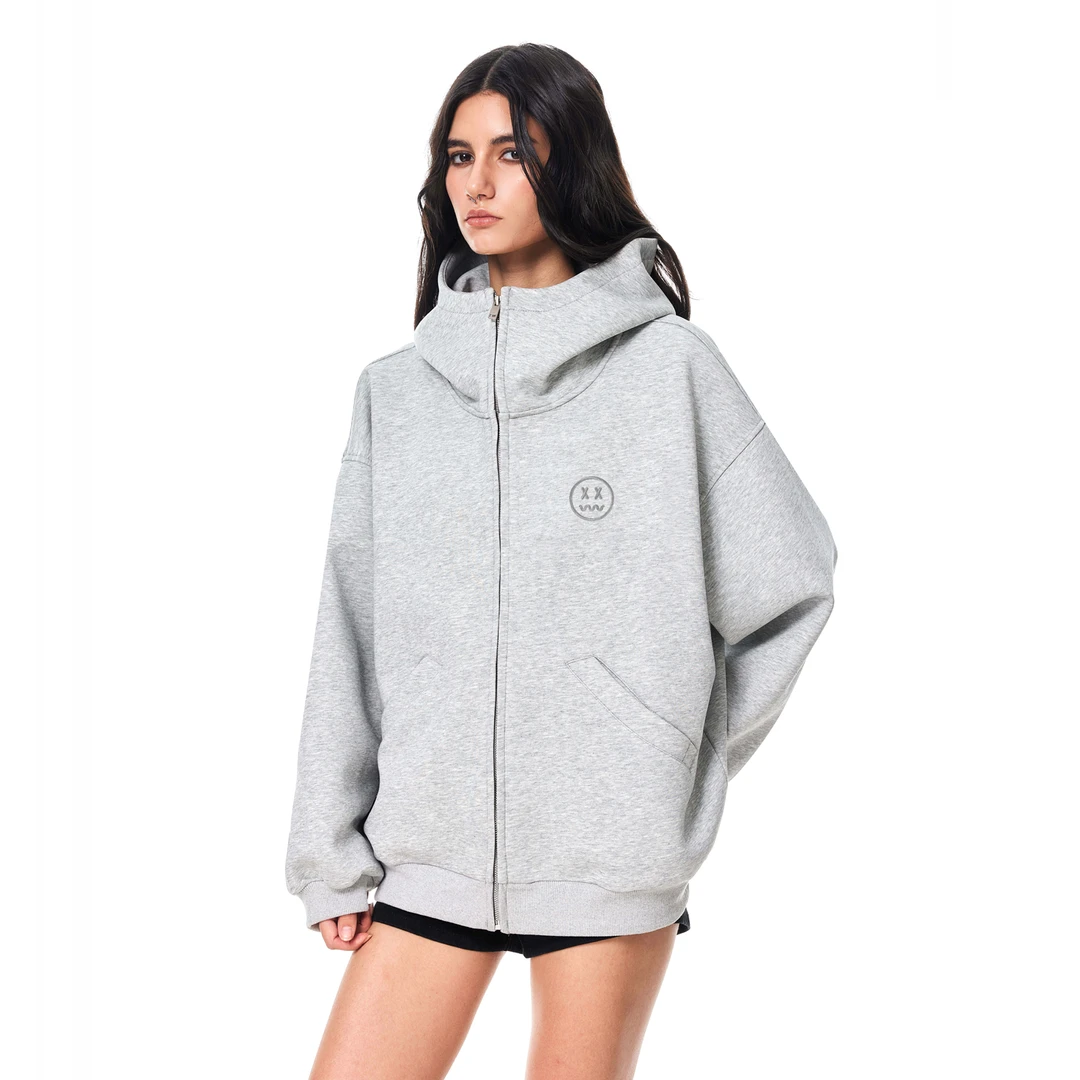 【现货】小恶魔460g高克重高领空气层连帽卫衣外套男女春秋开衫上衣