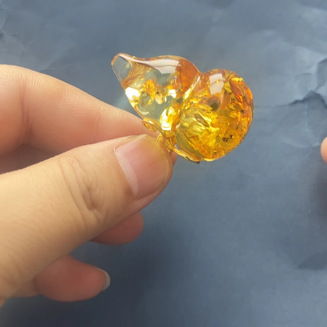 琥珀未镶嵌裸石戒指