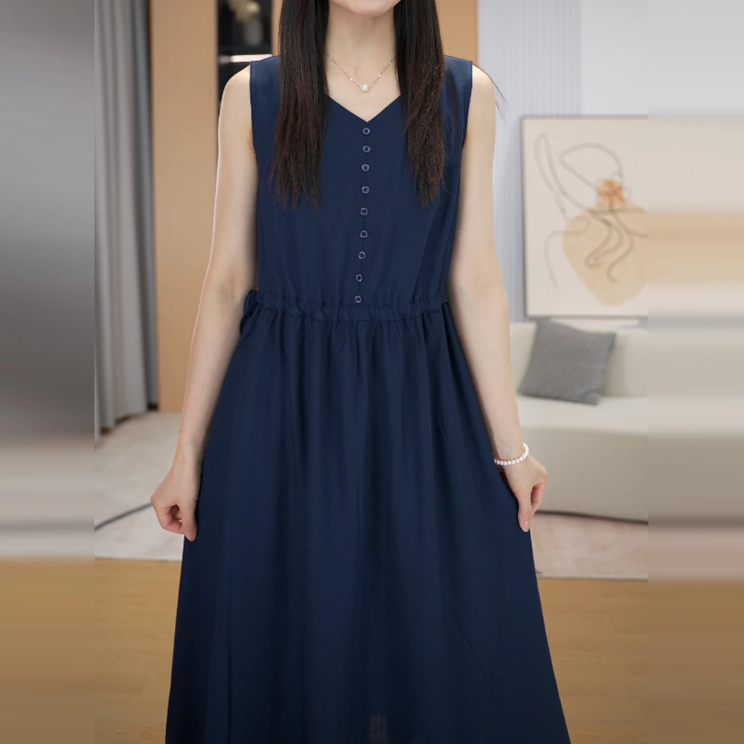 【现货+运贴5米】5385法式无袖背心连衣裙子女夏季2025新款长裙