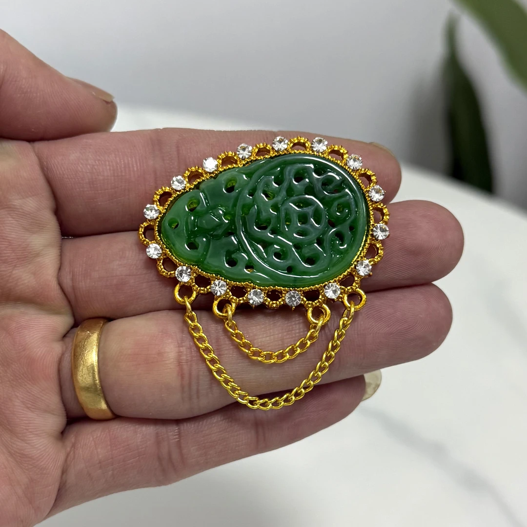 黄铜锆石胸针 藏族饰品胸针藏式民族风藏装配饰胸花手工镶嵌