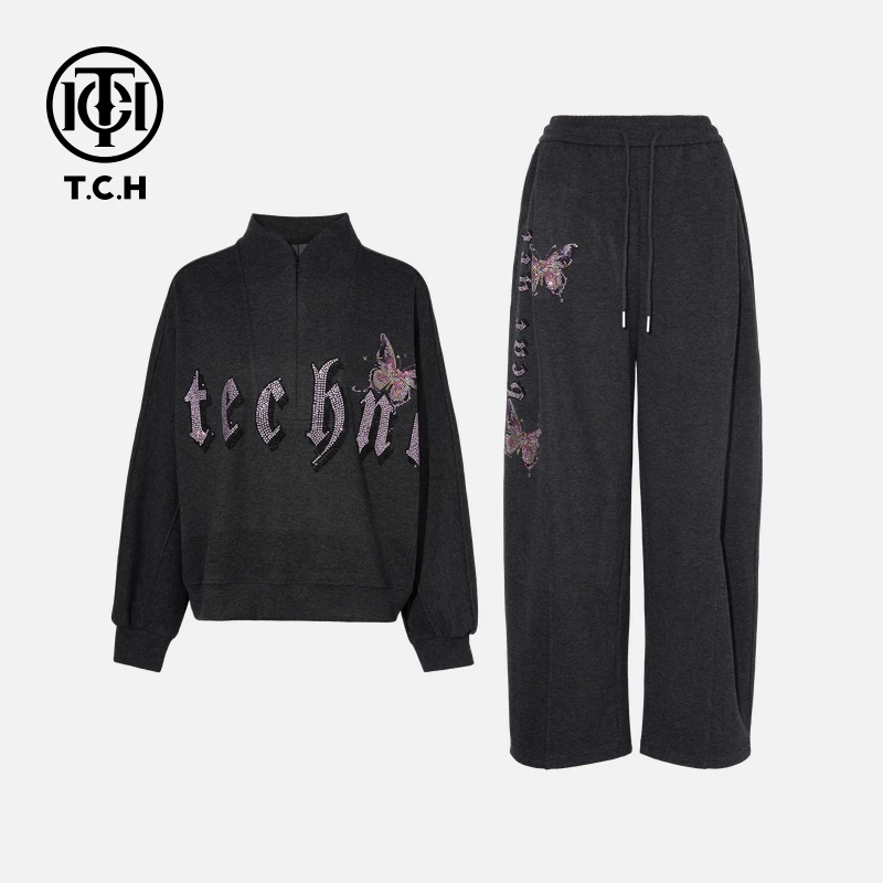 TCH私服烫钻工艺时尚休闲松弛感秋款套装女T75C07E1052轻奢tch