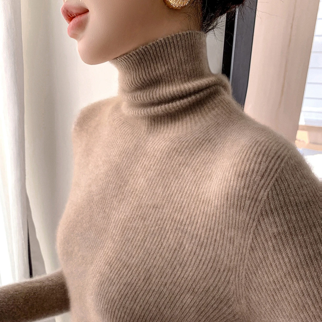 【一线成衣全无缝】修身型不褪色套头堆堆领毛针织衫长袖百搭打底衫