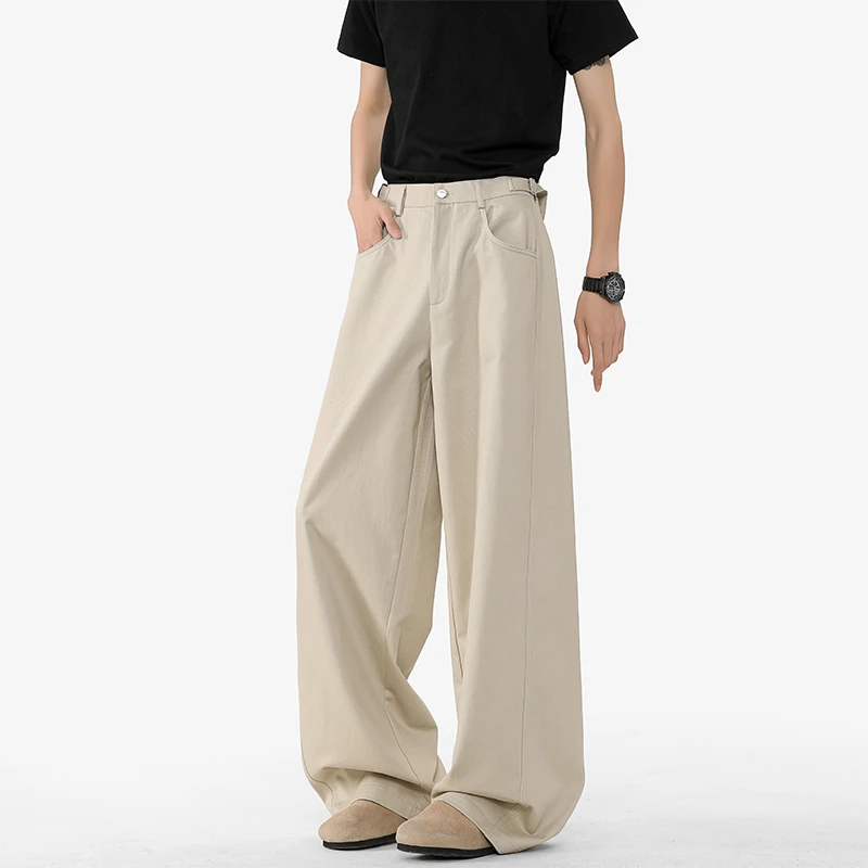 BIFEILESS夏季百搭宽松设计感男女透气慵懒阔腿弯刀美式轻奢痞帅