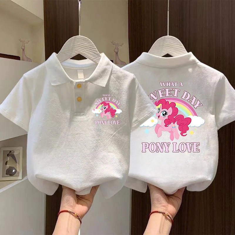 纯棉夏季 POLO领小马宝莉短袖儿童短袖套装男童女童上衣小中童潮