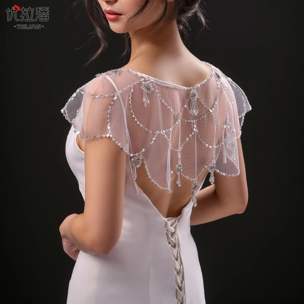 优拉潘 森系硬纱镶钻披肩 短款 时尚礼服连衣裙薄款肩饰 百搭饰品