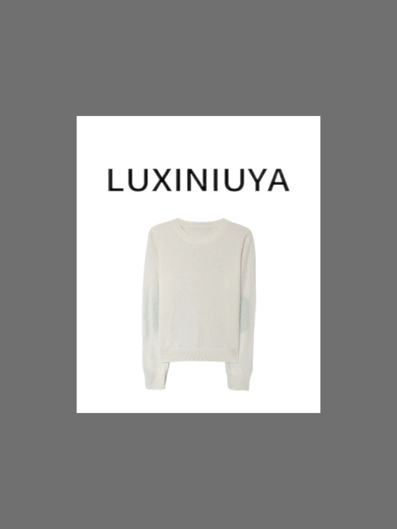 【LUXINIUYA】新款简约袖子撞色设计感打底上衣#QDS341