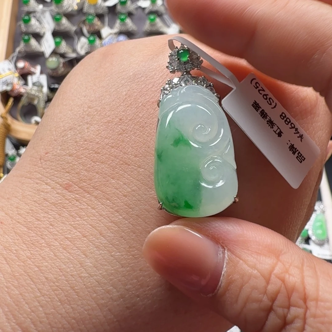 翡翠银S925镶嵌戒指89