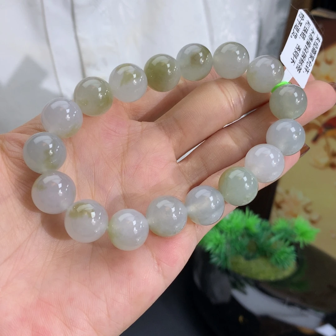未镶嵌手串翡翠卡12冰胶飘黄翡手串