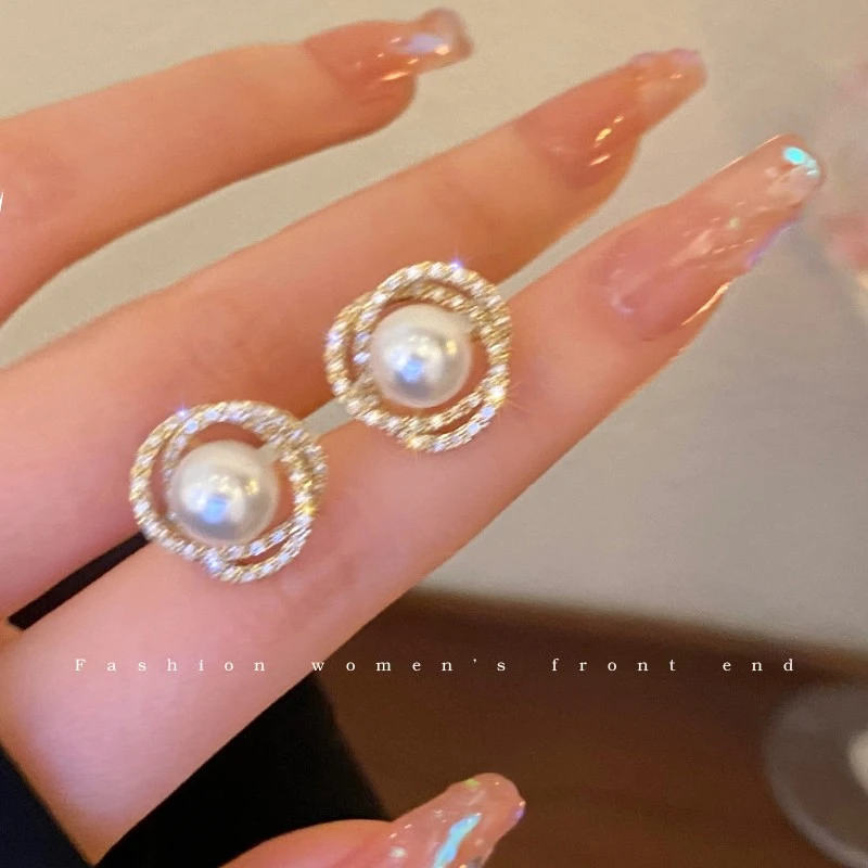 SAPTEFAMOU 925银耳饰 小众设计感施家珍珠耳钉高级镶钻轻奢耳环