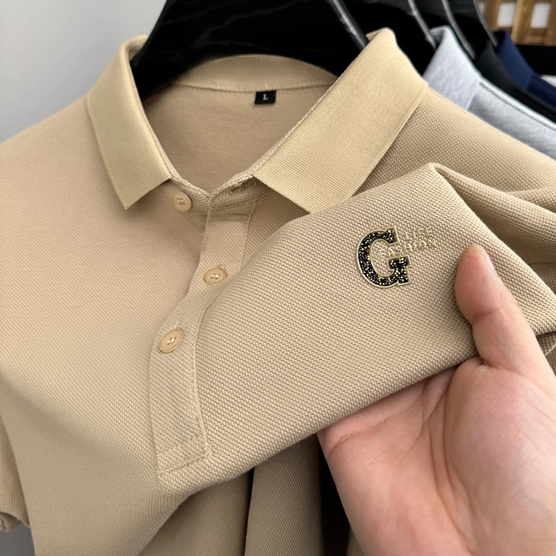 夏季新款100%纯棉男士翻领纯色短袖polo衫商务休闲高档T恤上衣男