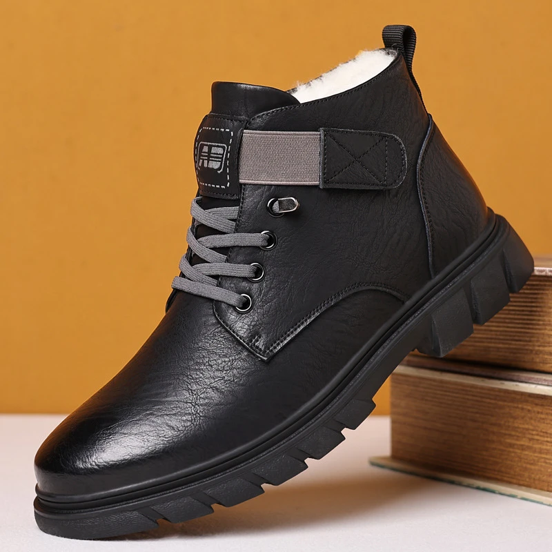 男士中老年马丁靴防寒零下40度男款鞋中帮棉靴男鞋防滑冬季爸爸