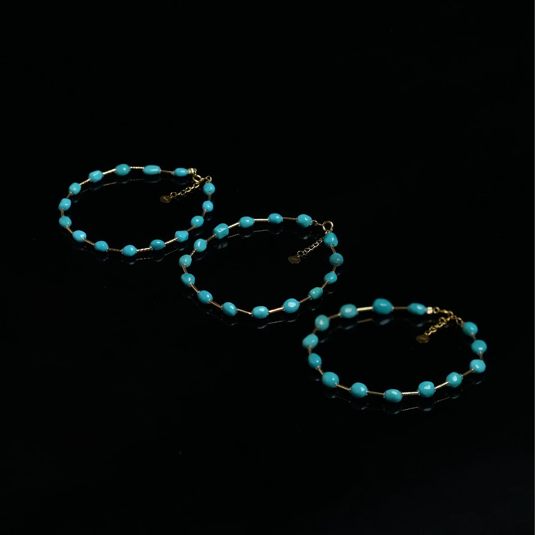 V姐|心选|原矿绿松高瓷色随行手串 18K金-LL93037 多样性发其一