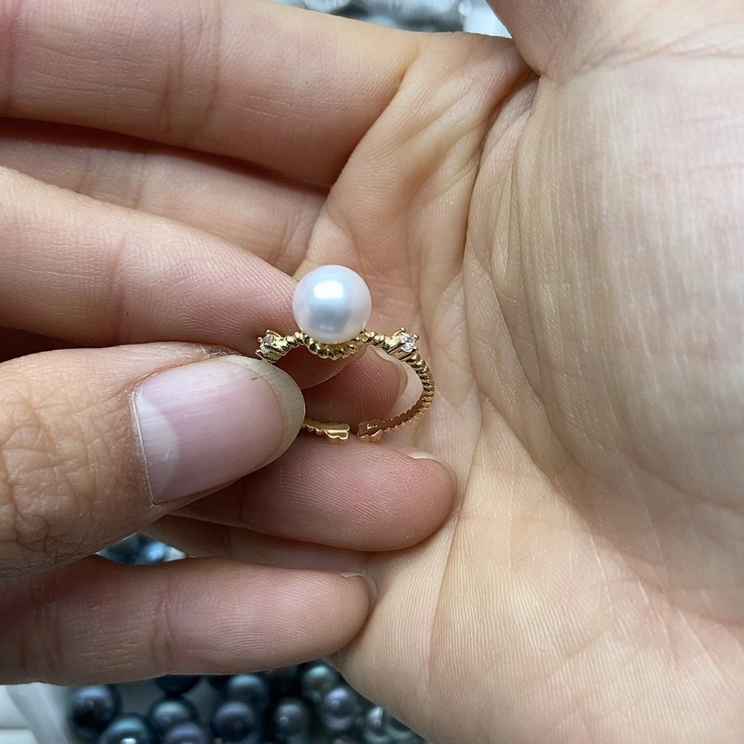 海水珍珠戒指银S925镶嵌