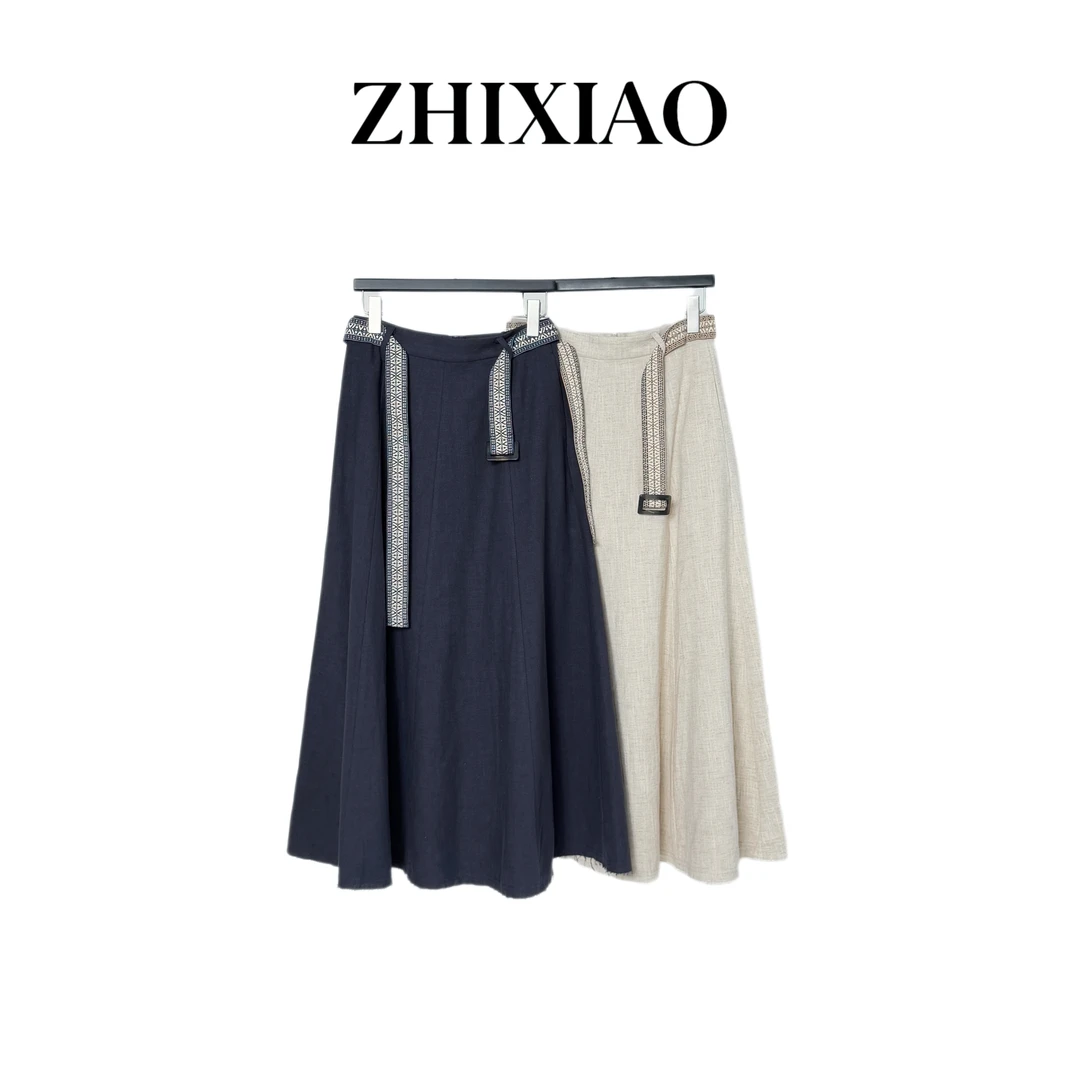 【ZHIXIAO】夏季新款：毛边下摆半裙2301