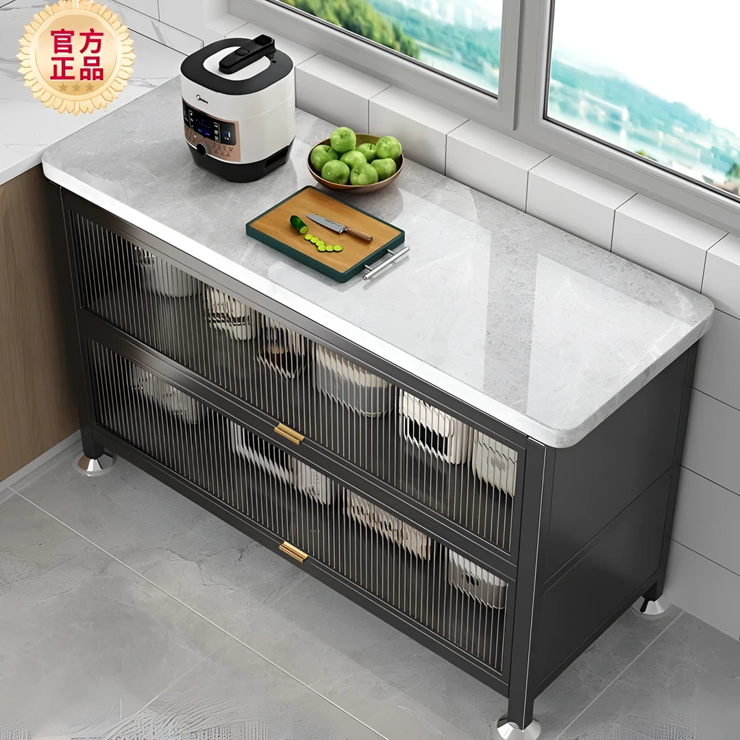 厨房切菜工作台多功能置物架家用多层收纳柜子微波炉碗储物橱柜