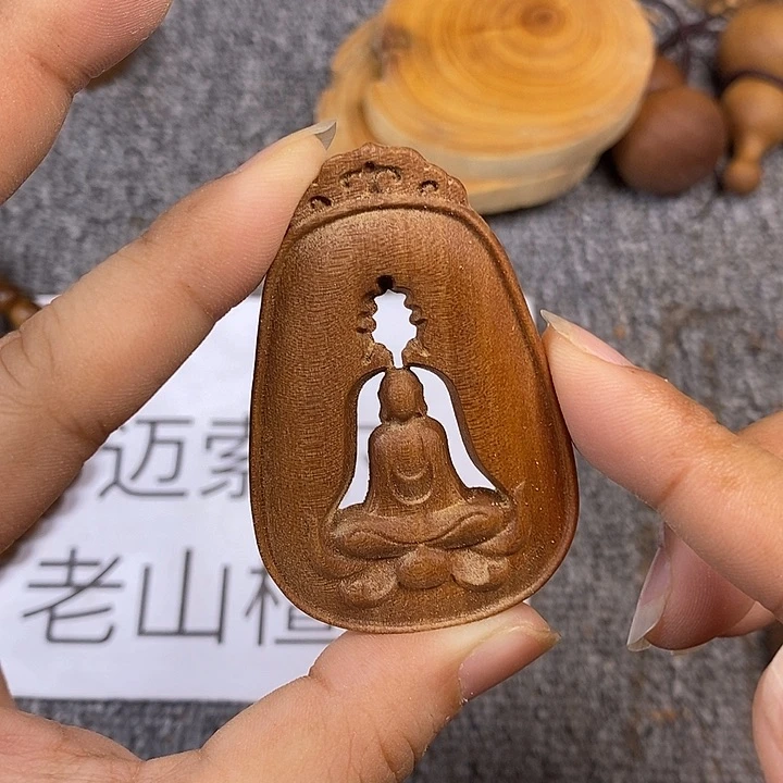 檀香木手串/手链老山檀香黑肉无相镂空吊坠
