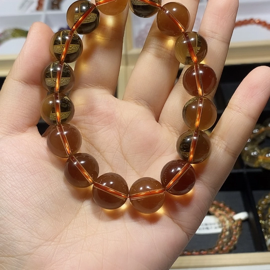 手串黄晶未镶嵌天然巴西暴力黄13mm+