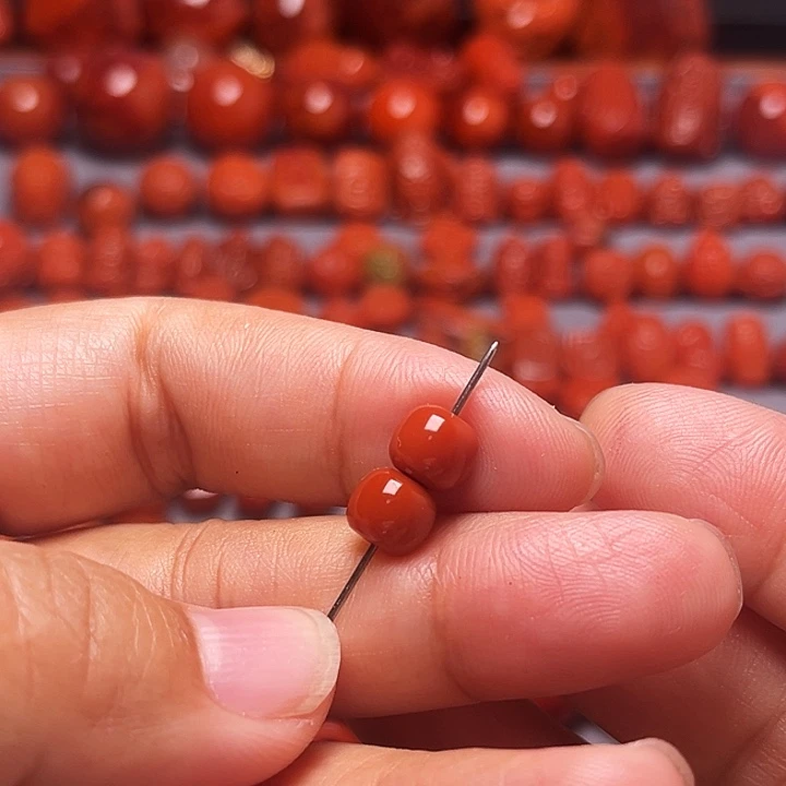 南红玛瑙未镶嵌配饰老型对珠7.4mm