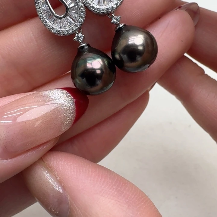 海水珍珠耳饰银S925镶嵌