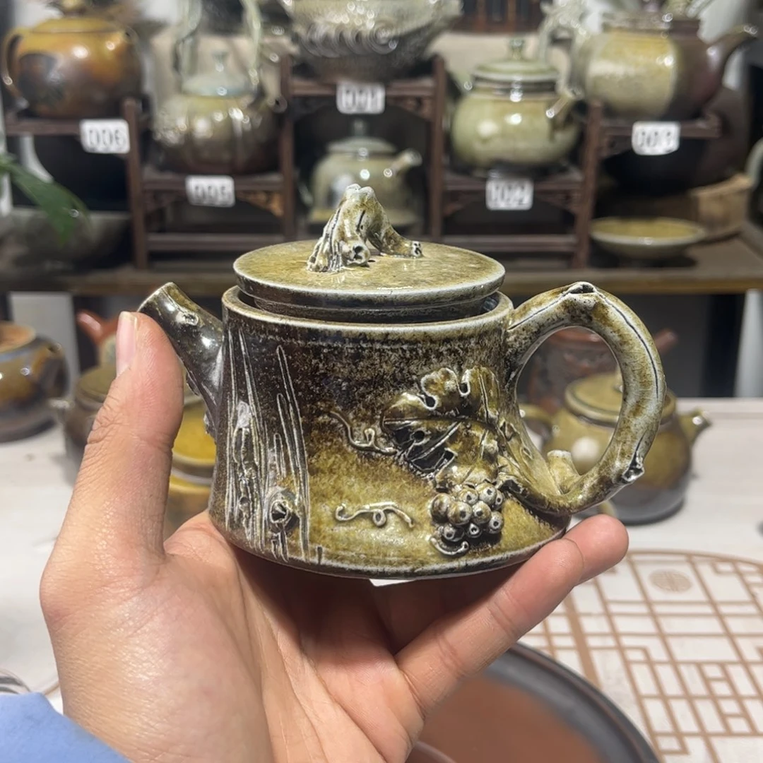 180cc白泥柴烧树桩壶，古法传承裸坯柴烧