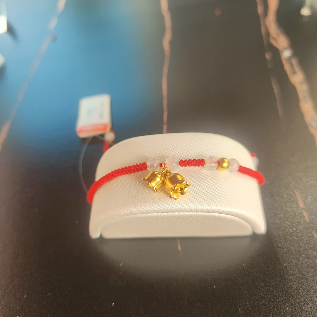 足金铃兰花卡4金珠DIY配件玛瑙手绳