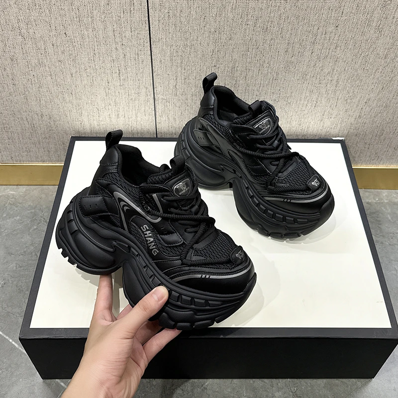 9cm增高显脚小个子厚底老爹鞋女秋新款超轻软底运动鞋女配阔腿裤
