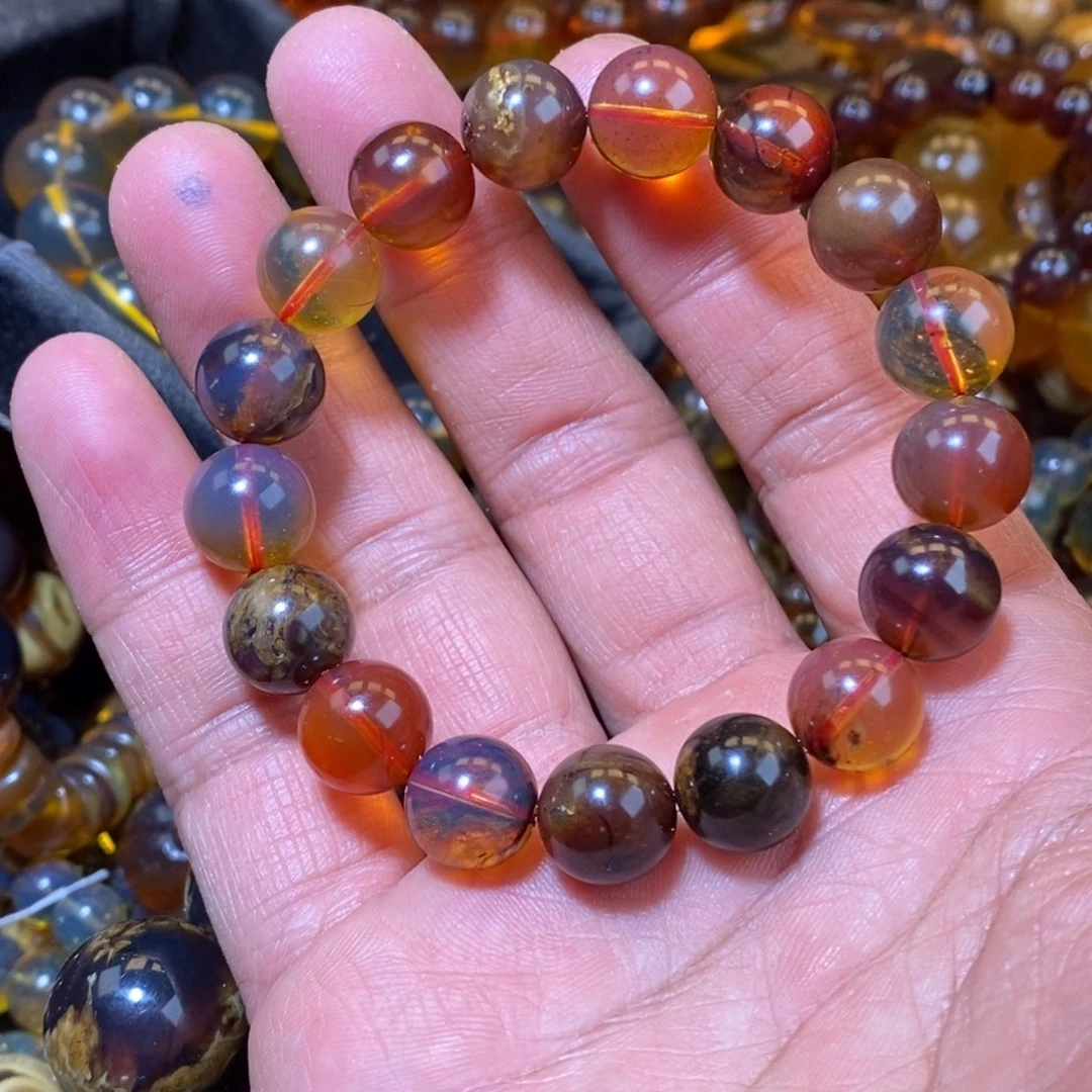 琥珀手链未镶嵌蔷**花