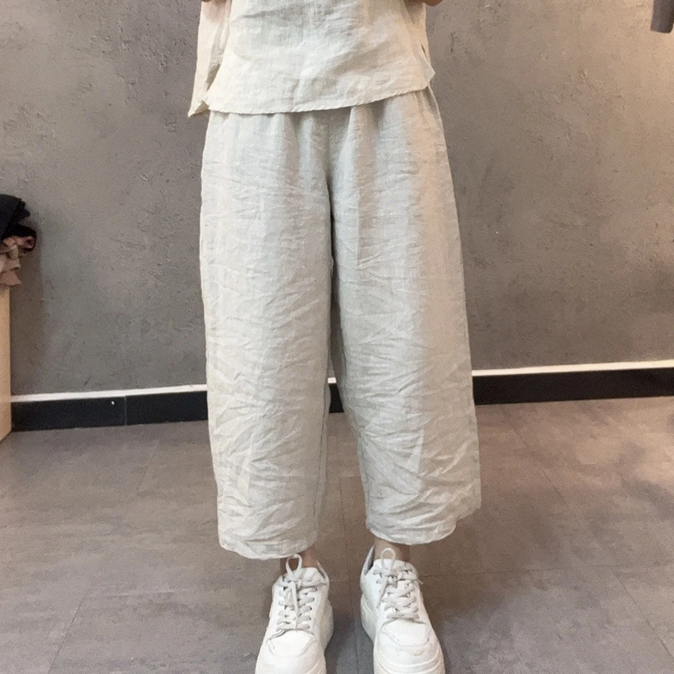 砂洗亚麻立体兜显瘦百搭直筒裤TK6501