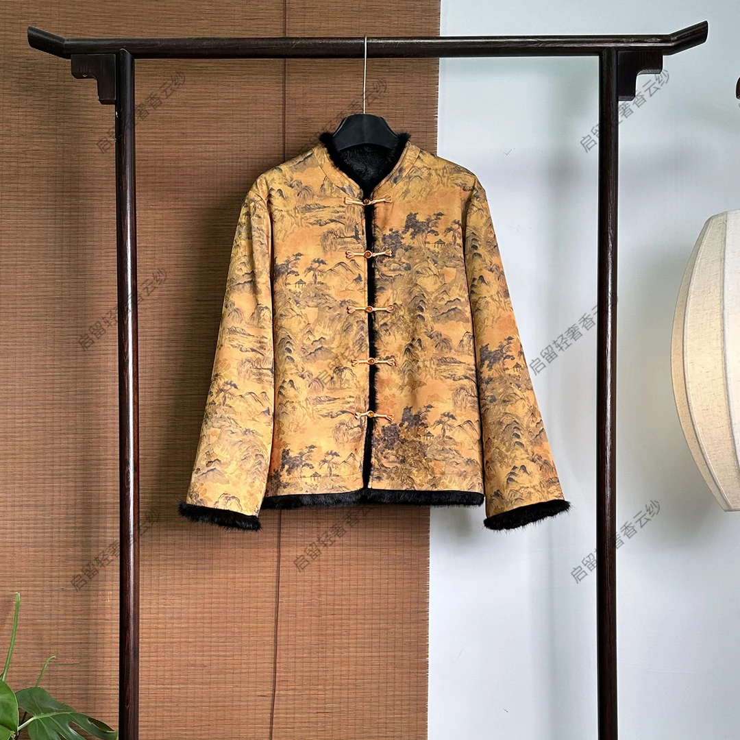 【253336】 山水楼阁 新中式冬款国风 加厚外套
