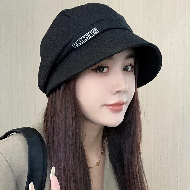 春夏新款三帽合一百搭鸭舌帽子女大头围渔夫帽褶皱堆堆显脸小盆帽