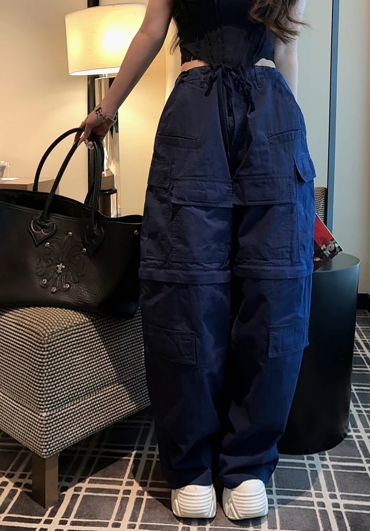 GUIDI GUDI【蓝鲸】黄加蓝重工高腰垂感宽松工装休闲裤 K9510904H