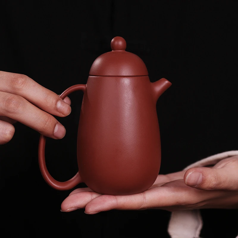 宜兴原矿朱泥高龙蛋壶大容量中式纯手工茶壶家用复古大号紫砂壶