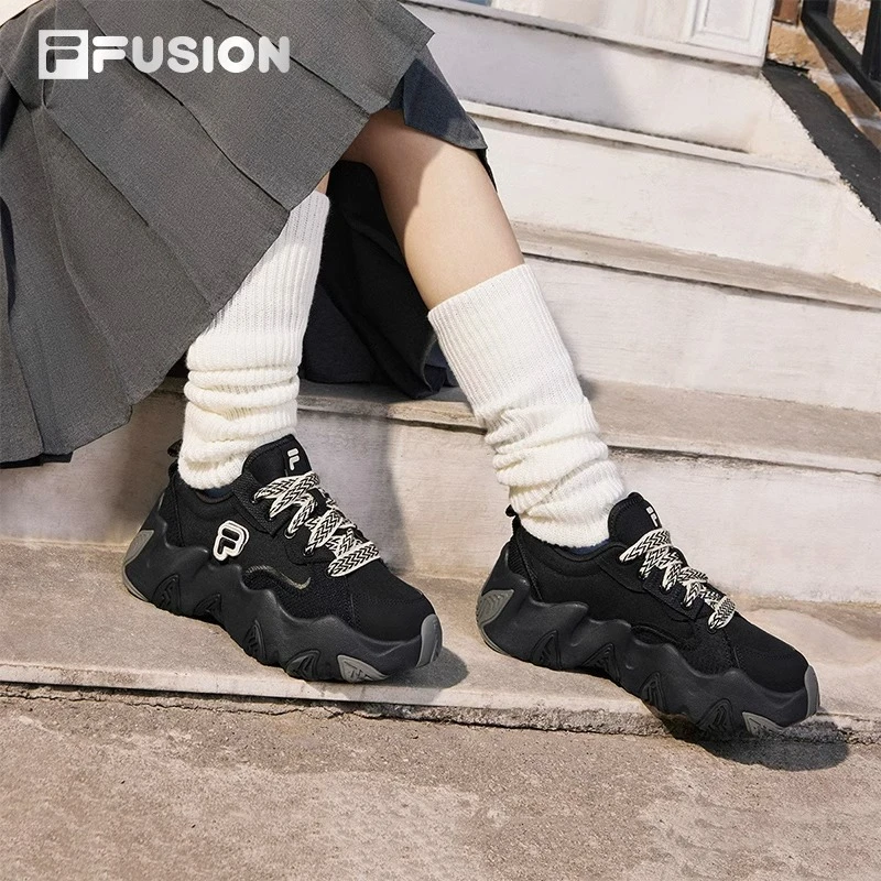 FUSION斐乐海星鞋帆布鞋女鞋时尚运动鞋百搭厚底增高老爹鞋流光风