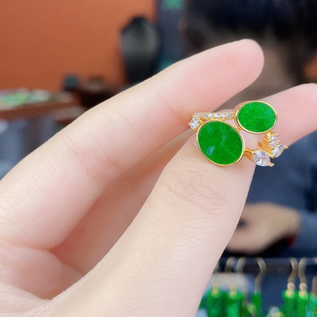 翡翠银S925镶嵌耳饰