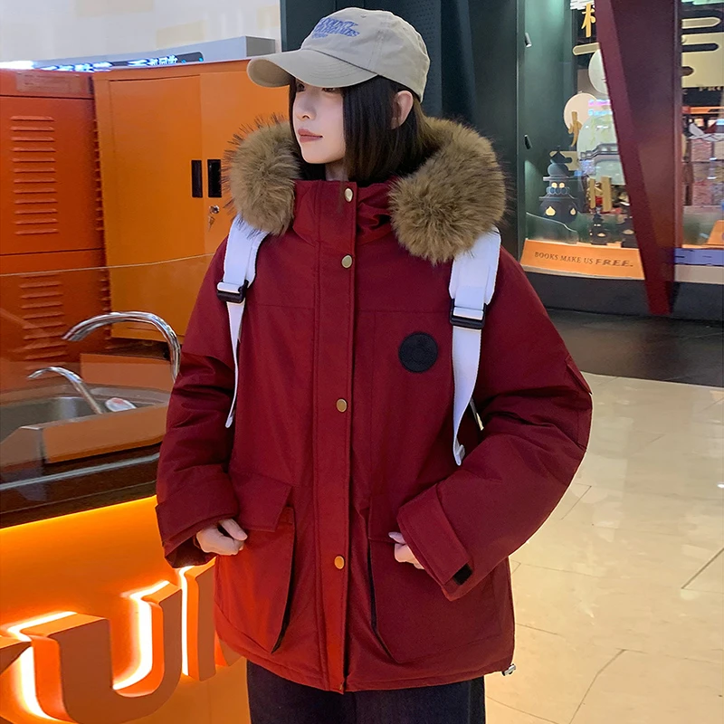 冬季大毛领宽松加厚工装派克服棉服女冬2025新款棉衣棉袄冬装外套