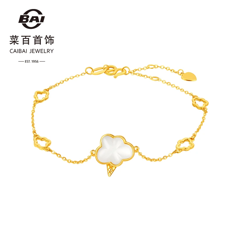 菜百首饰足金手链Lovin恋意-甜心筒黄金冰激凌手链