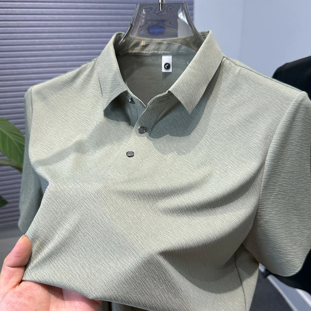VIATEMSIARY高档无痕男士冰丝短袖t恤商务休闲宽松百搭翻领Polo衫
