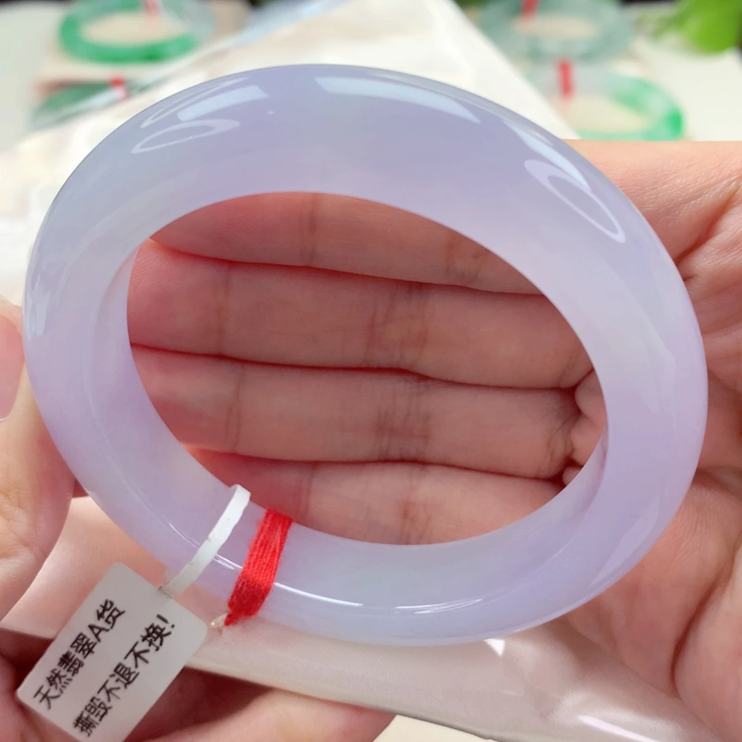未镶嵌手镯翡翠56.6冰胶粉紫 见光不死 微瑕 喵喵