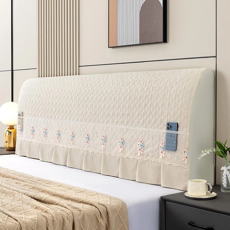 高级感加厚床头套罩通用2025保护盖布巾田园木靠背巾软包1米8