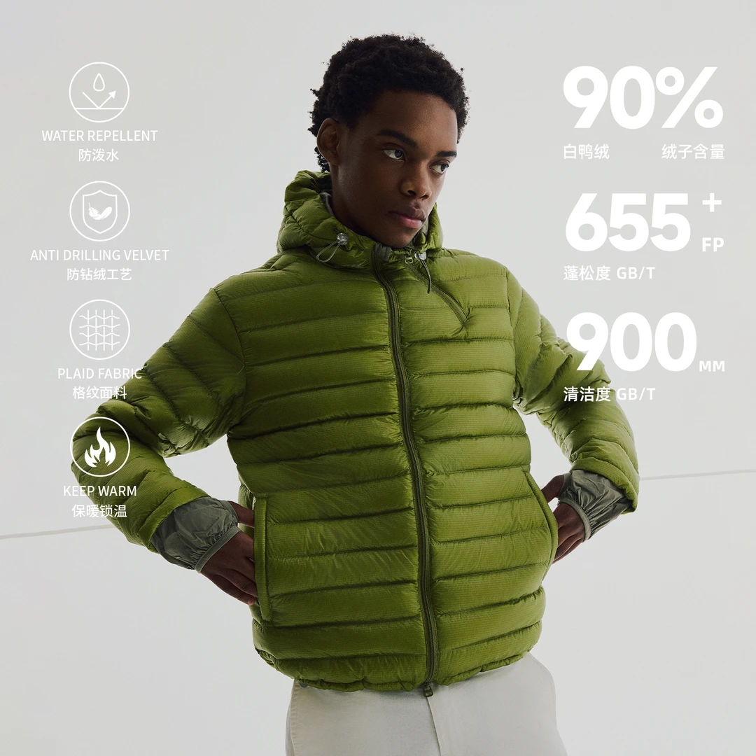 NORYBRAND户外轻量透气90白鸭绒排骨内胆防钻绒羽绒服 城市通勤