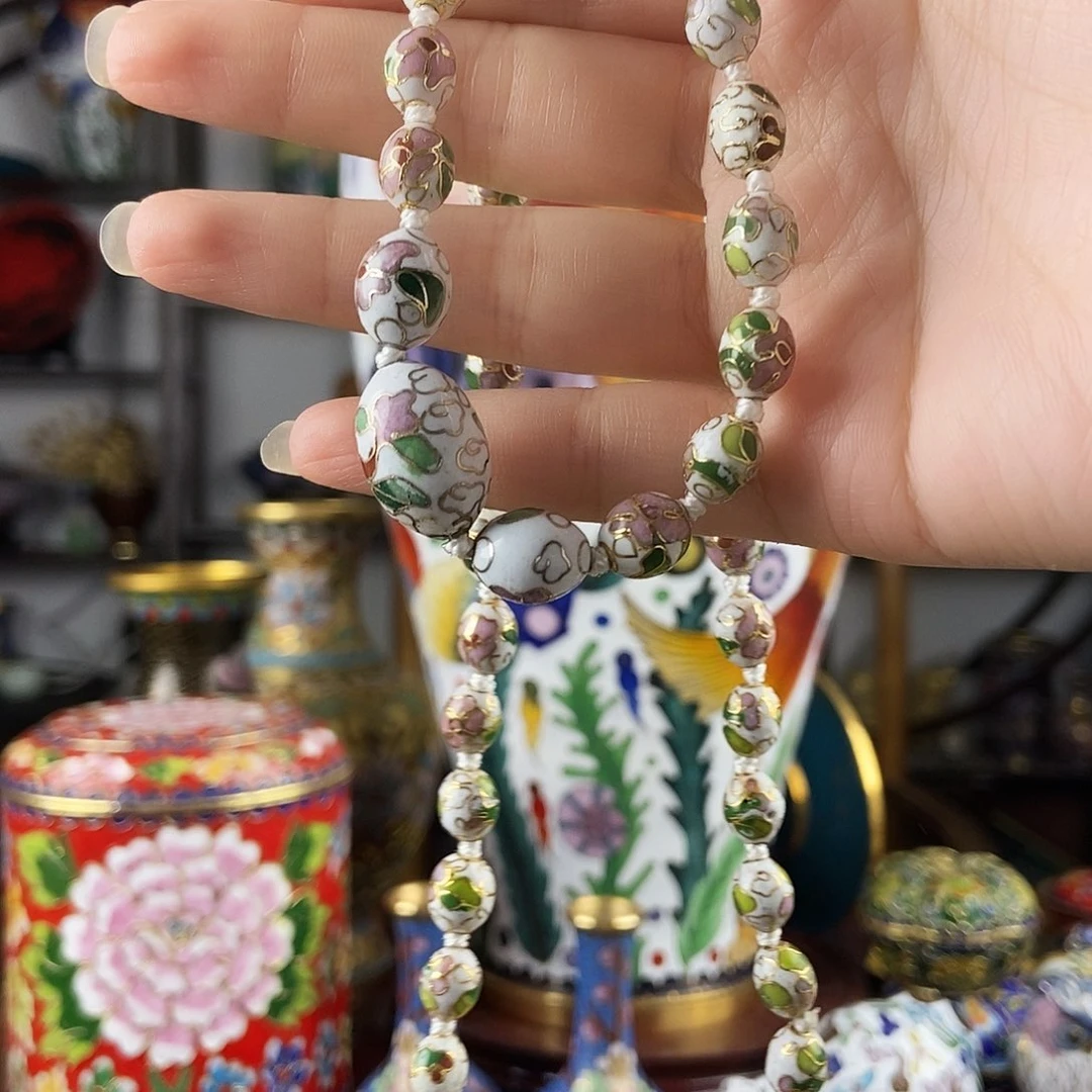 荣***誉铜景泰蓝白色枣珠链