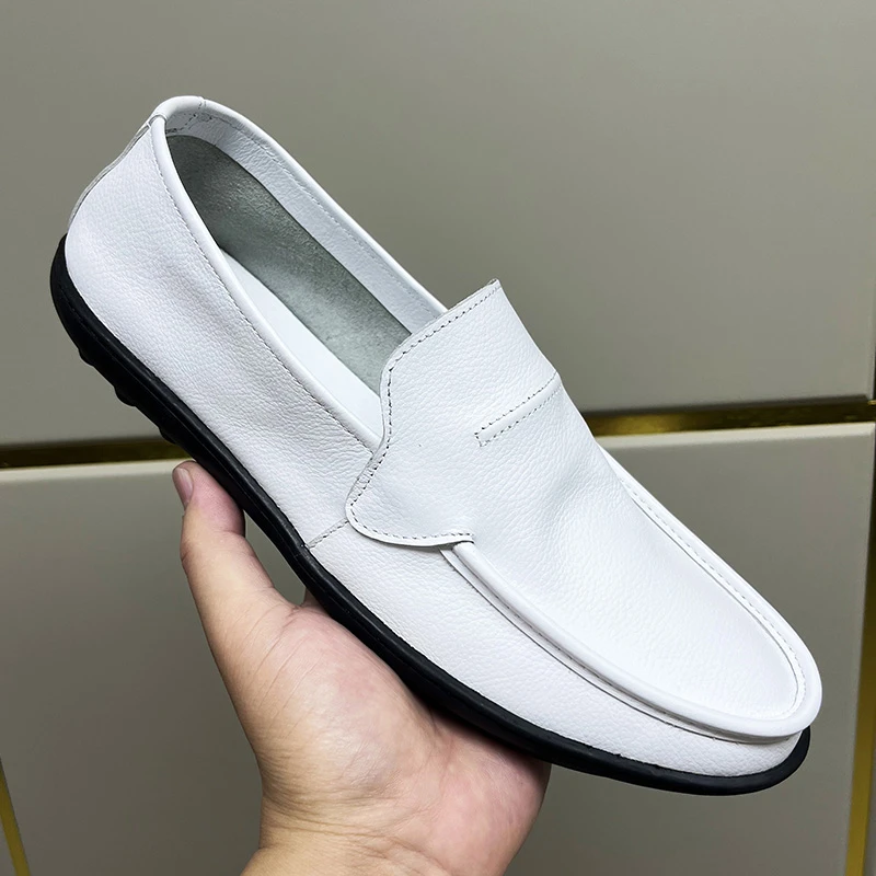 透气休闲皮鞋一脚蹬豆豆鞋夏季百搭鞋子白色男鞋商务时尚开车鞋男