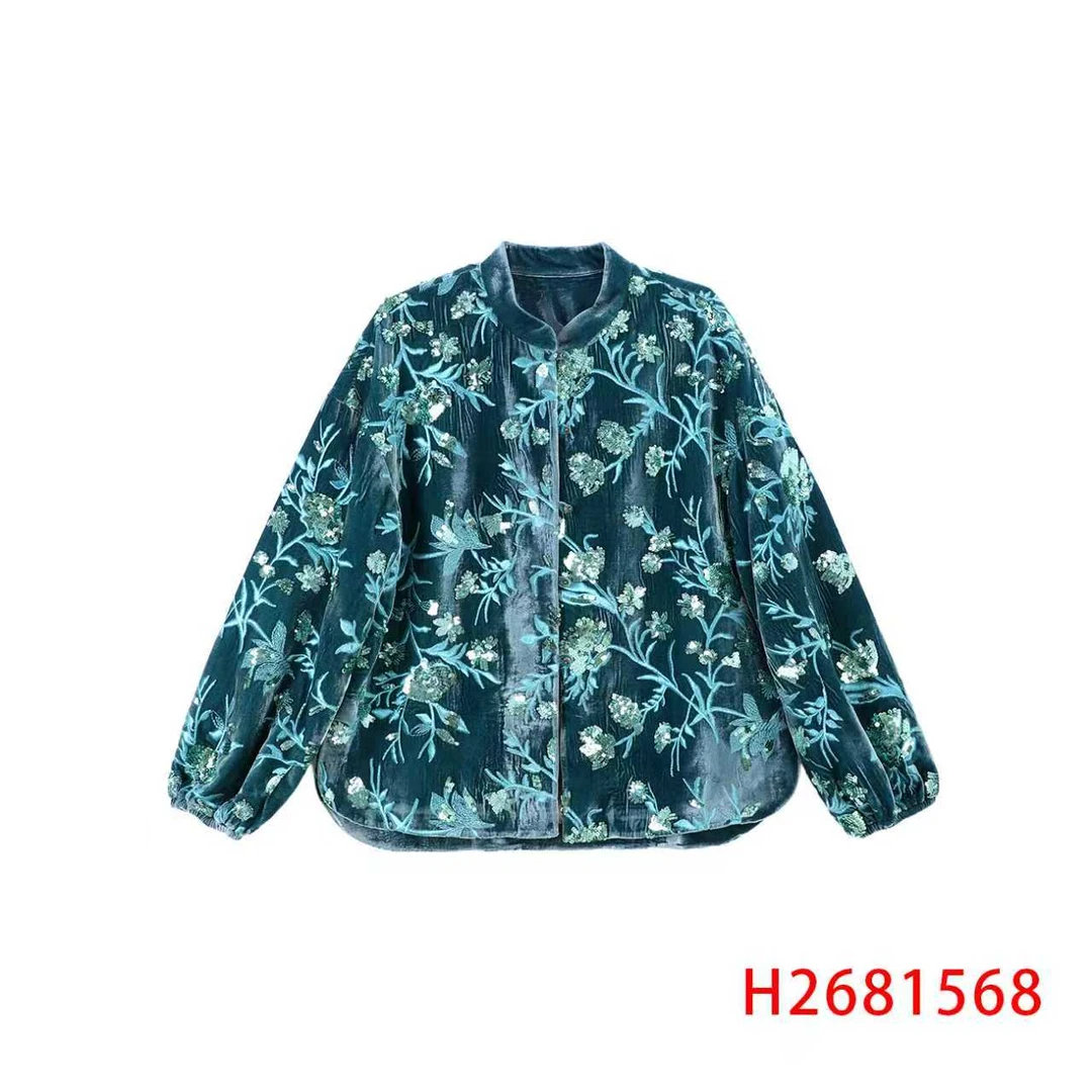 【钱老板推荐】蓝绒亮片绣花外套 2681568