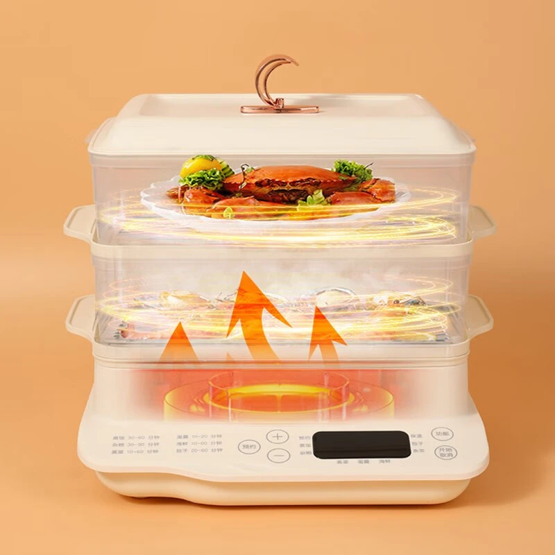 TOTIKI/拓几二层家用智能大容量可视蒸笼蒸菜方形透明16.5L