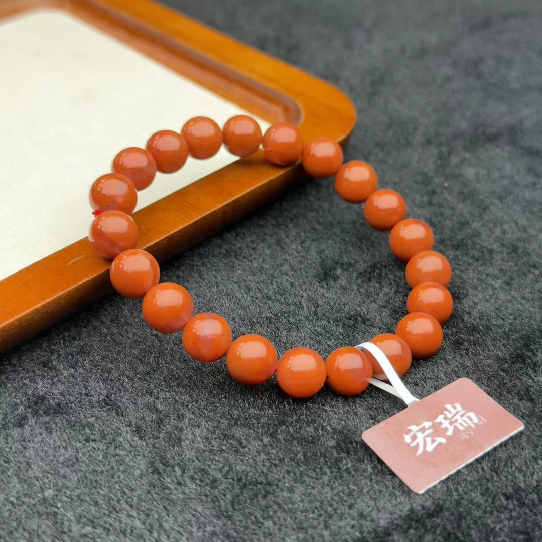 ［宏瑞南红］四川九口料火焰纹8mm+手串多样性发一