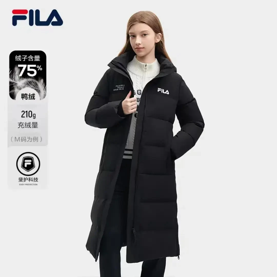 FILA爆款经典上新斐乐流光风户外运动长款羽绒服秋冬穿搭