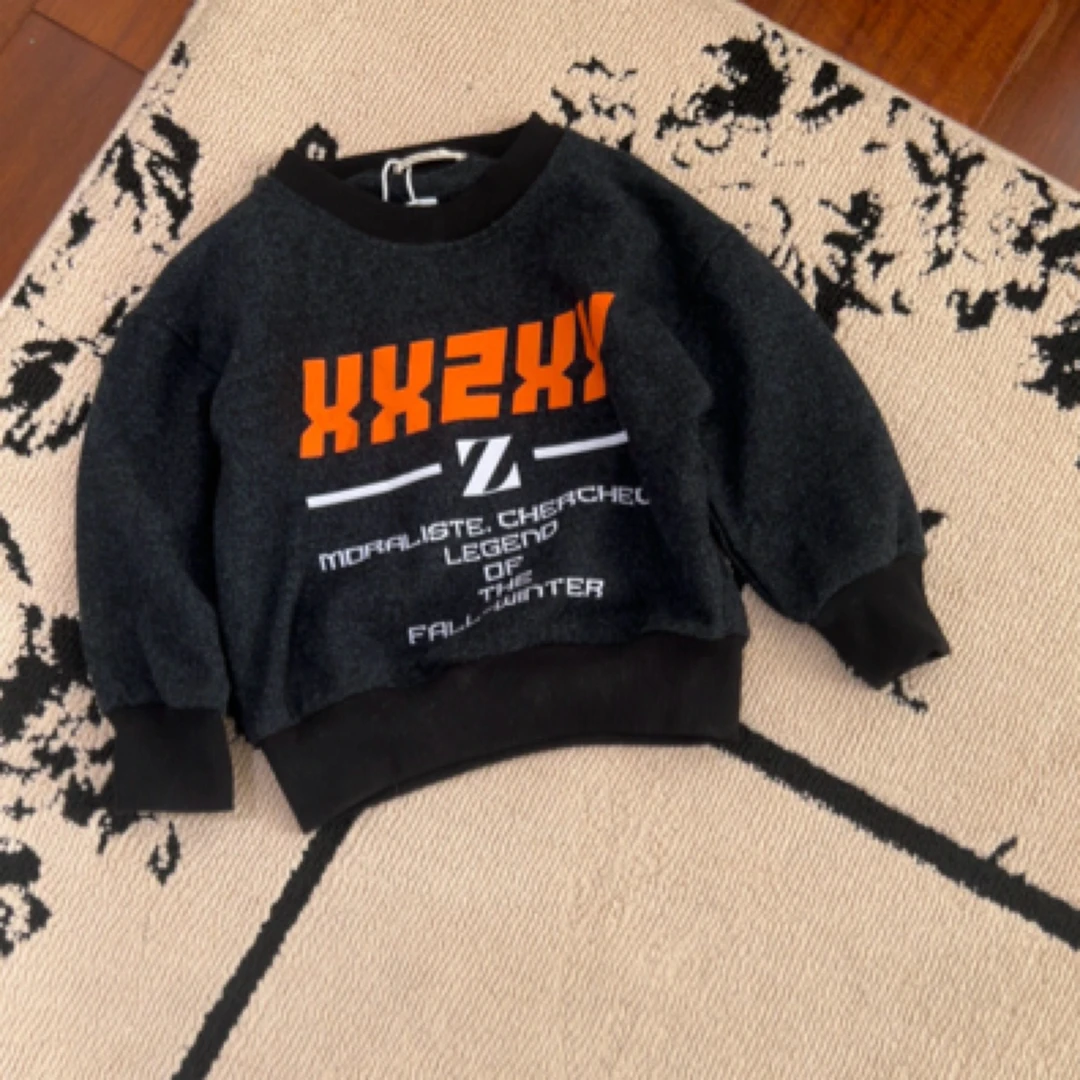 【编号J401】81008-08-儿童XX2XX圆领卫衣灰色-DYWE